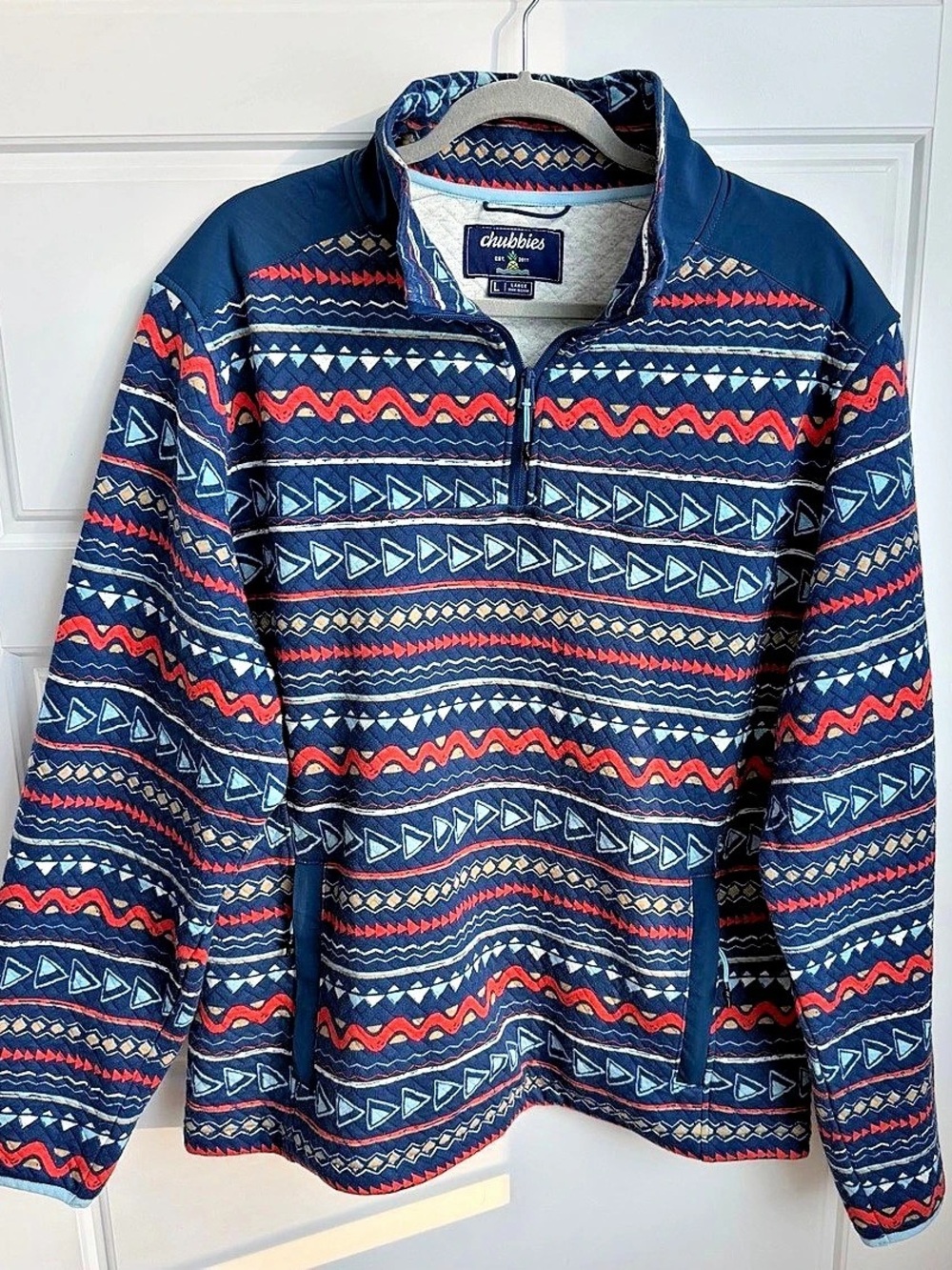 Chubbies "The Resort Wear" Quilted Quarter-Zip Pullover Size Large